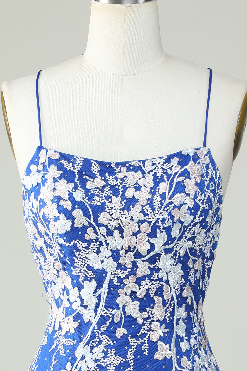 Royal Blue Spaghetti Straps Tight Homecoming Dress with Appliques Cocktail Prom Party Dresses