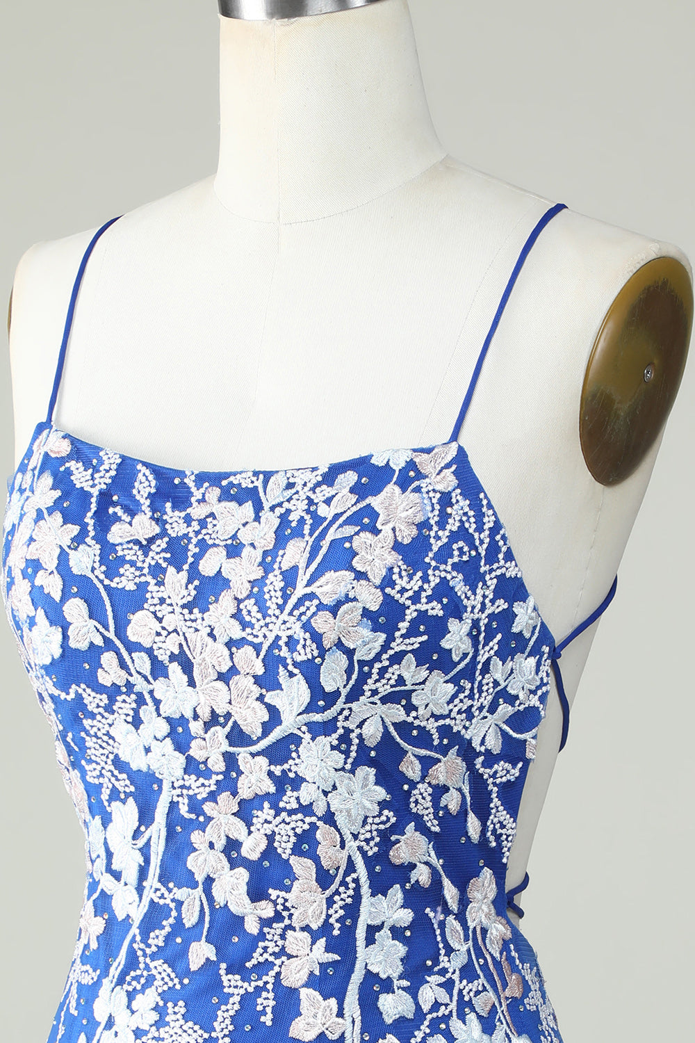 Royal Blue Spaghetti Straps Tight Homecoming Dress with Appliques Cocktail Prom Party Dresses