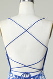 Royal Blue Spaghetti Straps Tight Homecoming Dress with Appliques Cocktail Prom Party Dresses