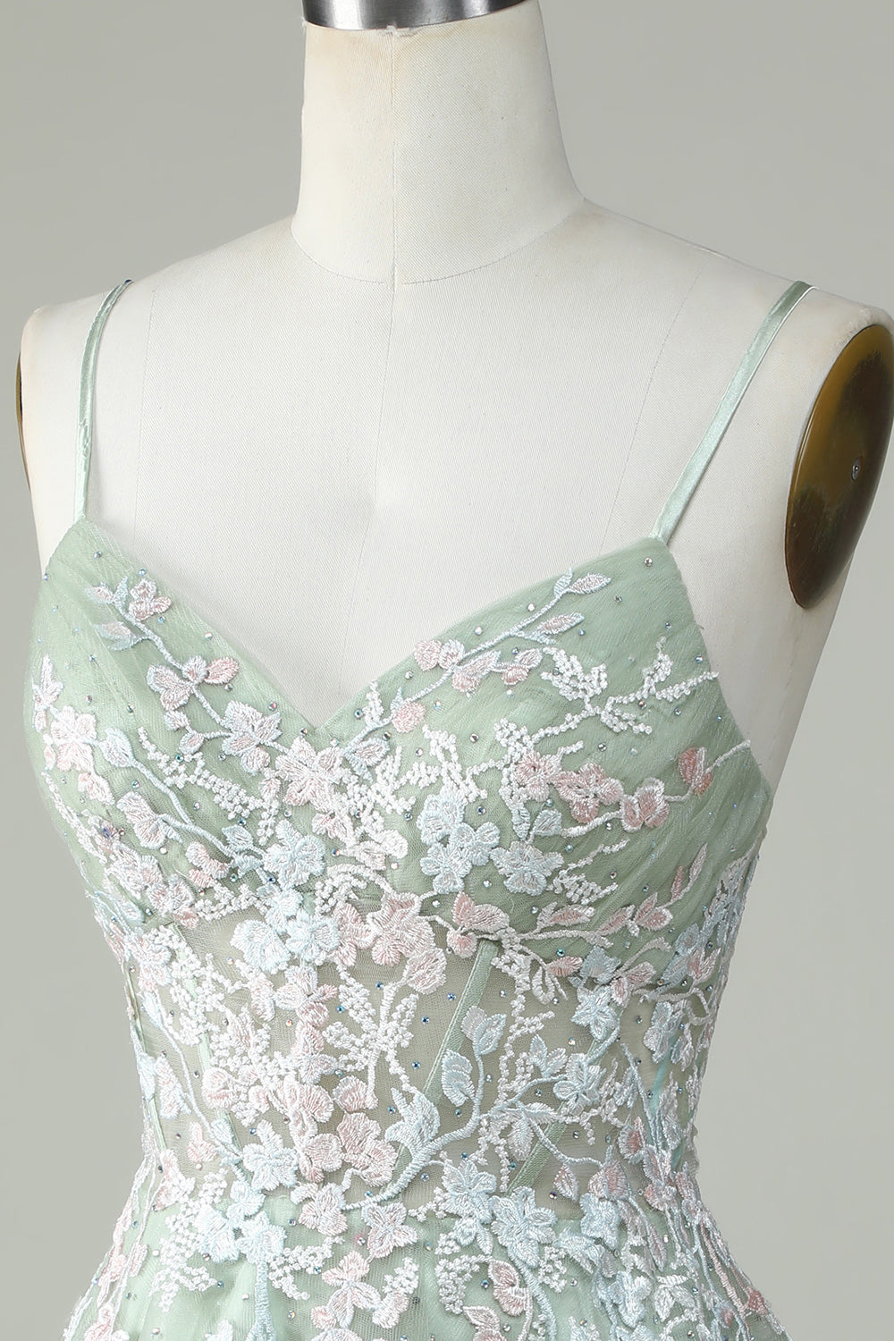 A Line Green Cute Corset Homecoming Dress with Appliques Prom Cocktail Dresses