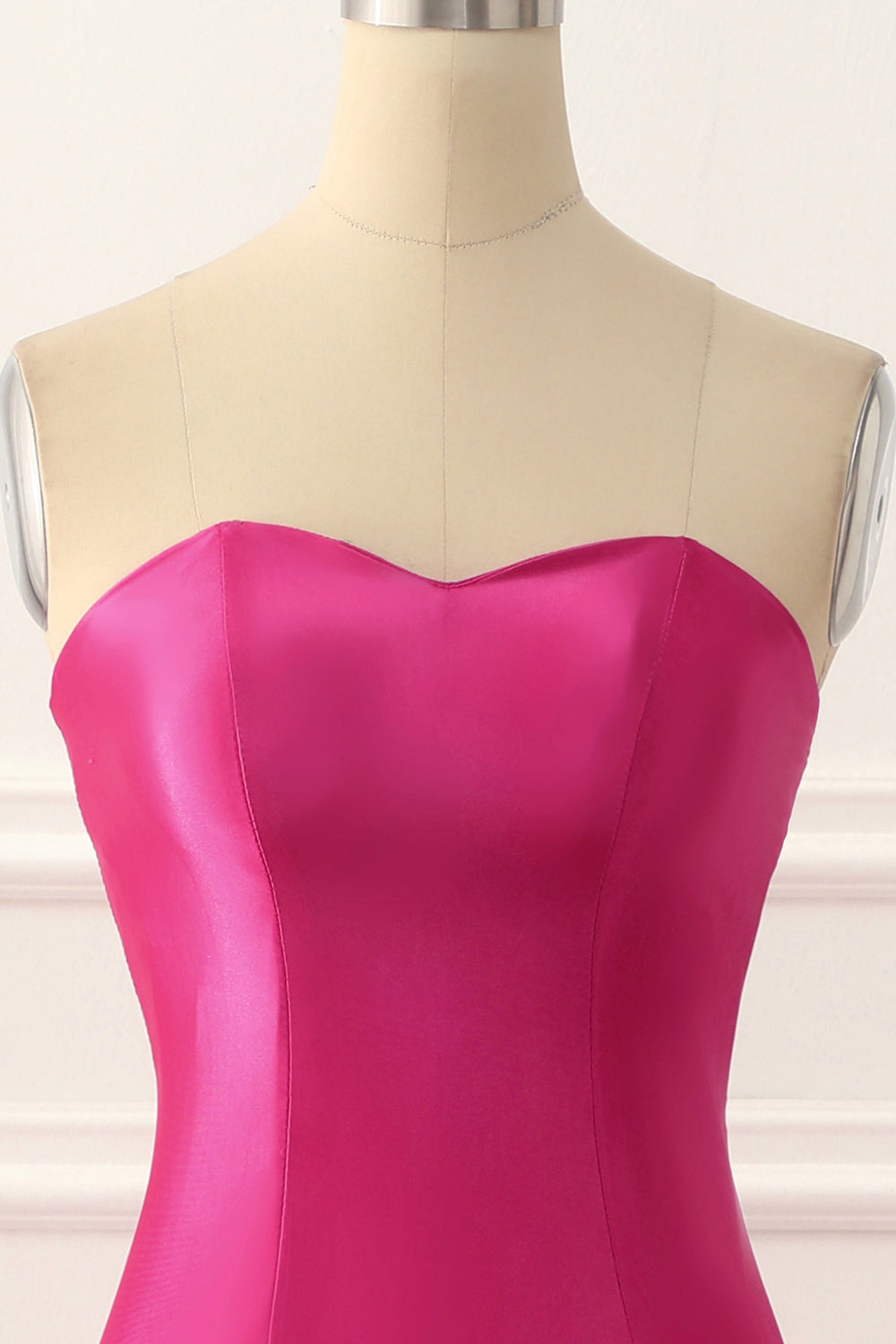 Fuchsia Satin Mermaid Prom Dress with Split Front Formal Evening Dresses