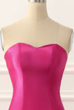 Fuchsia Satin Mermaid Prom Dress with Split Front Formal Evening Dresses