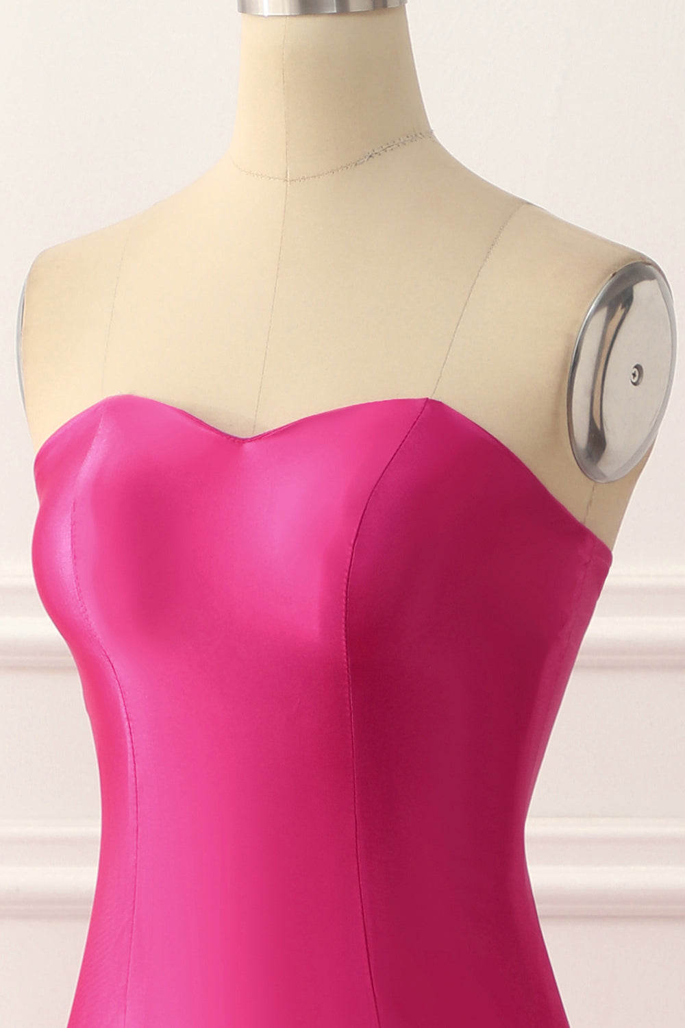 Fuchsia Satin Mermaid Prom Dress with Split Front Formal Evening Dresses