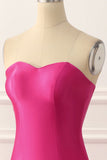 Fuchsia Satin Mermaid Prom Dress with Split Front Formal Evening Dresses