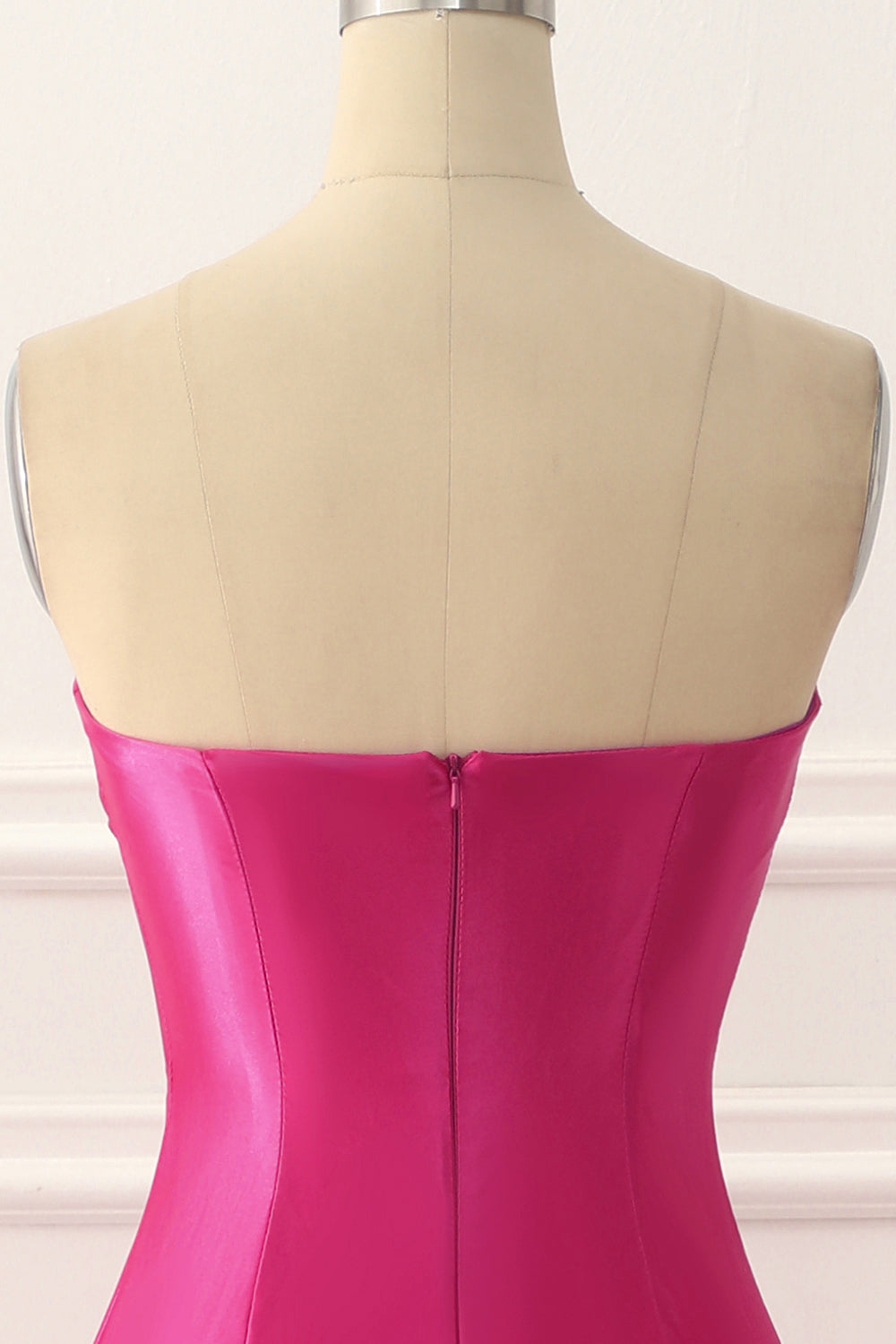 Fuchsia Satin Mermaid Prom Dress with Split Front Formal Evening Dresses