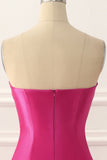 Fuchsia Satin Mermaid Prom Dress with Split Front Formal Evening Dresses