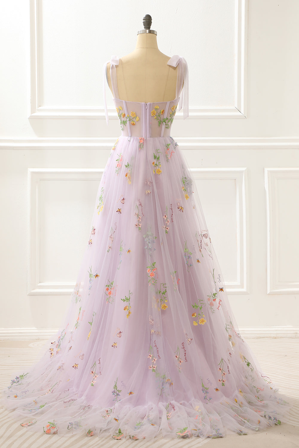 A-Linie Grau Blau Prinzessin Ballkleid Mit Stickerei Formelle Abendkleider