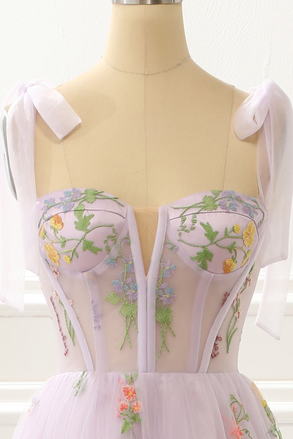 A-Linie Lavendel Prinzessin Ballkleid mit Stickerei Formelle Abendkleider