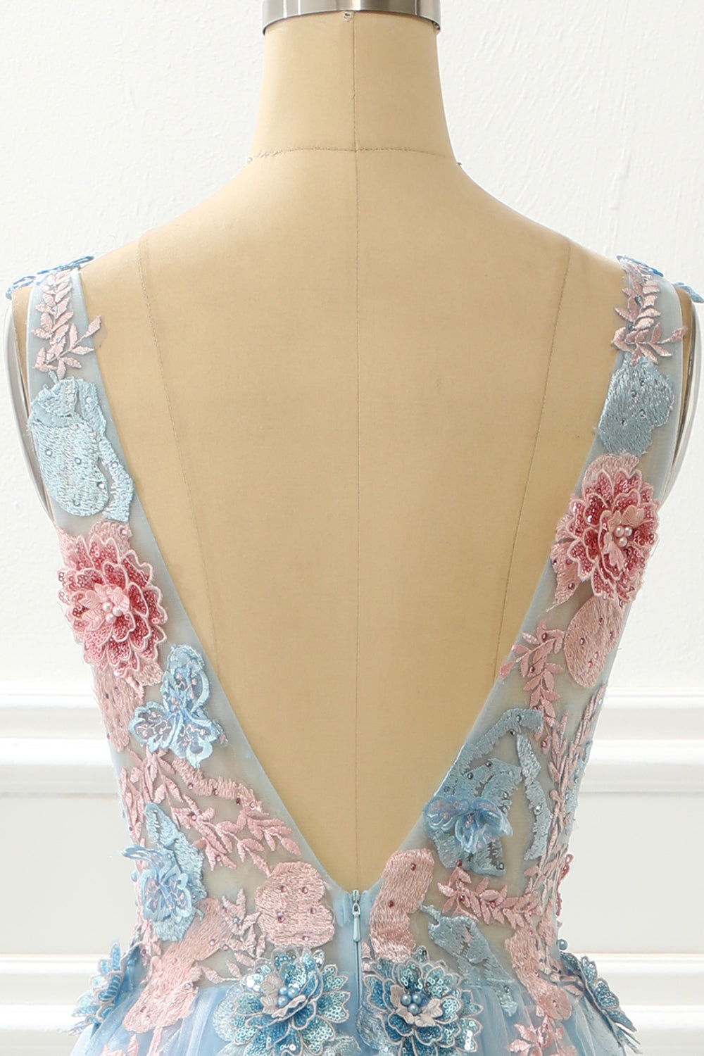 A-Linie Blau Prinzessin Ballkleid Mit Applikationen Formelle Abendkleider