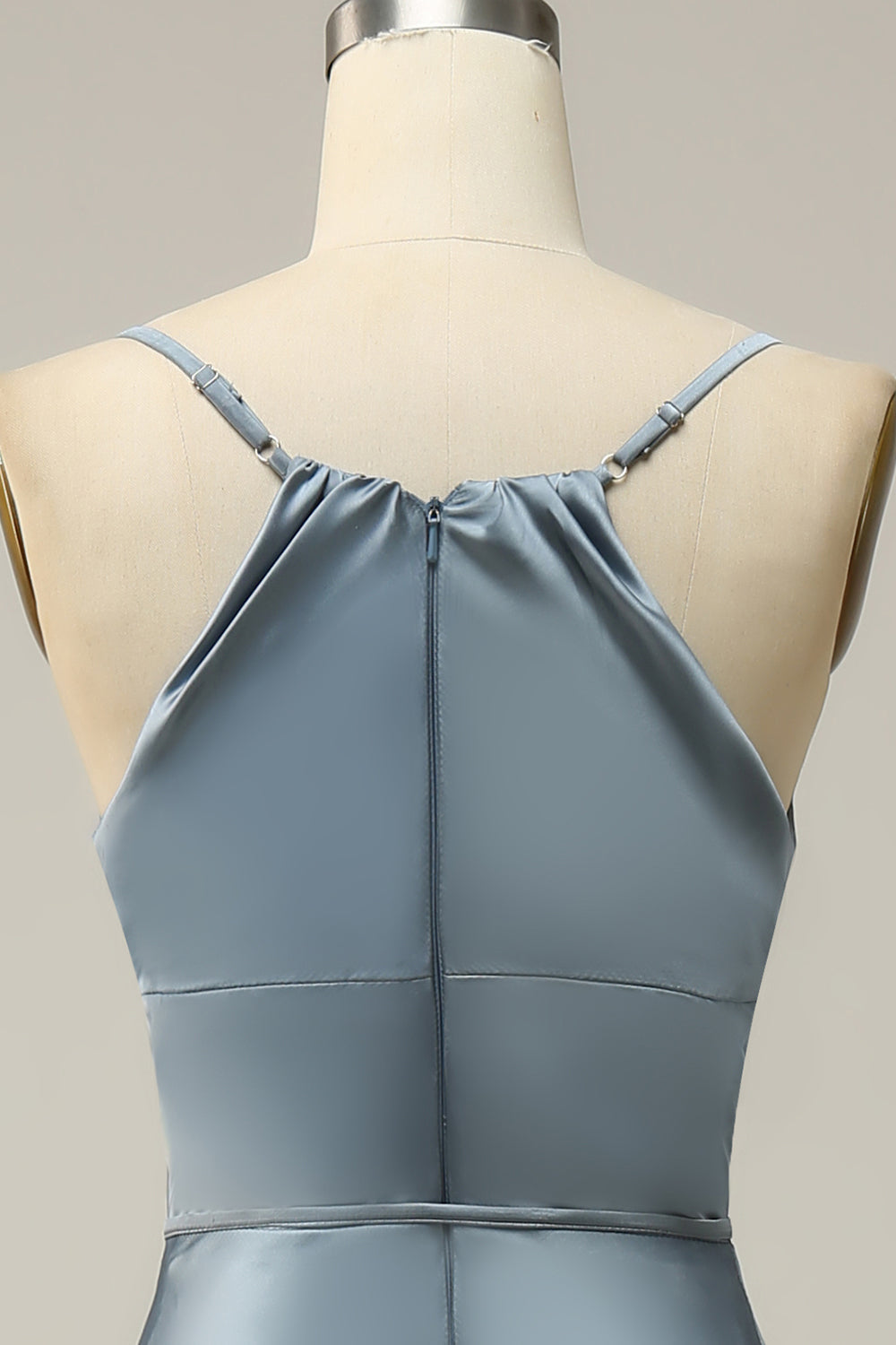 Spaghetti Straps Satin Blue Bridesmaid Dress Formal Evening Dresses
