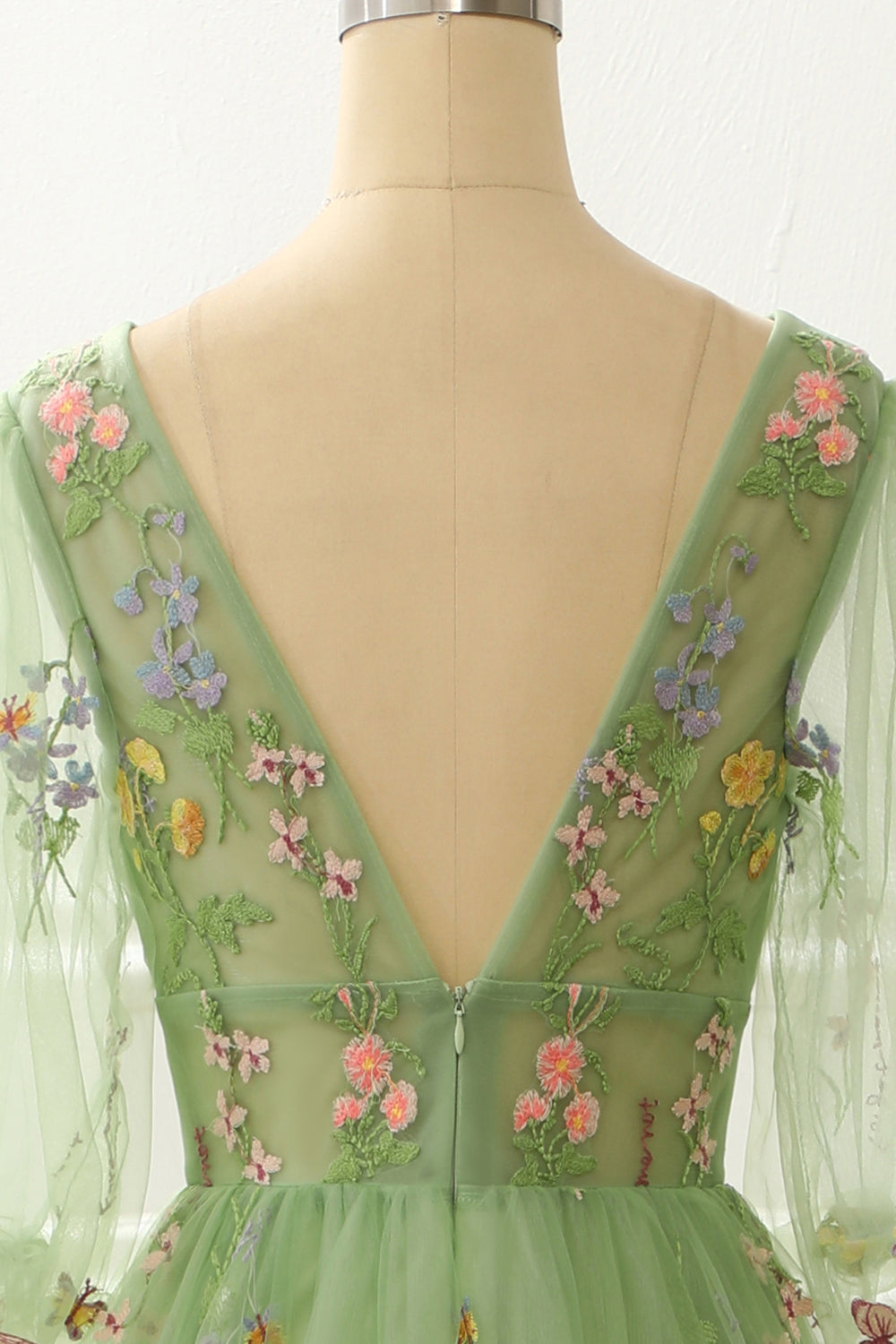 A-Linie Grünes Prinzessinnen-Ballkleid mit Stickerei Formelle Abendkleider