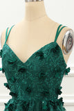 Vestido de fiesta de tul verde oscuro con apliques y corte A, vestidos de noche formales con encaje