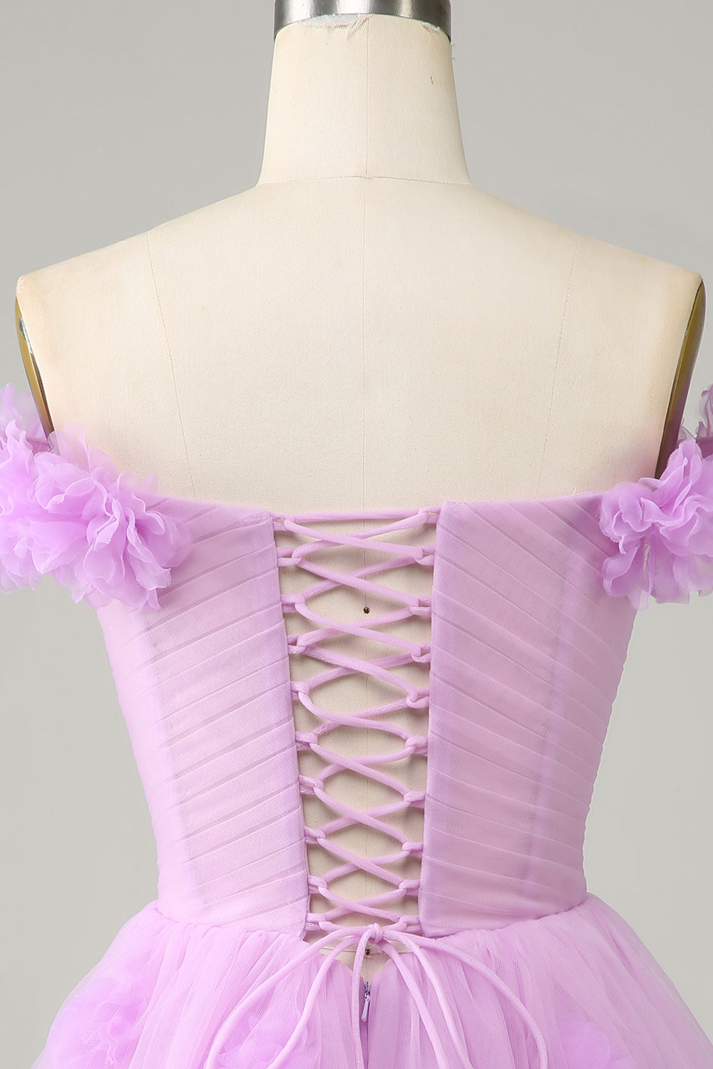 Cute A Line Off the Shoulder Lavender Short Homecoming Dress with Flowers Prom Cocktail Dresses