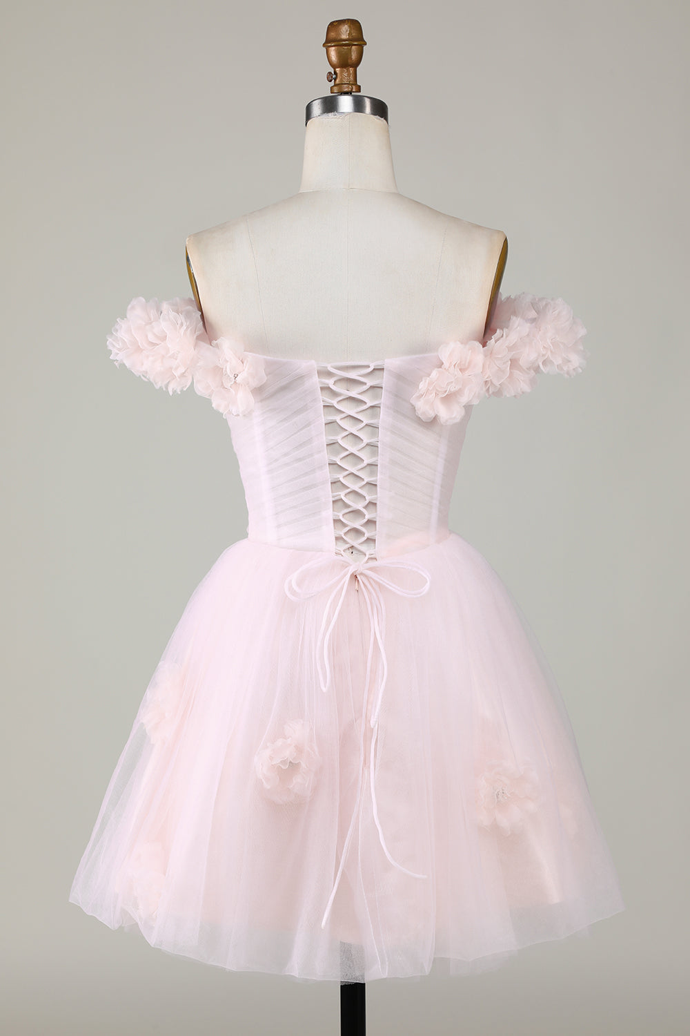 Cute A Line Off the Shoulder Lavender Short Homecoming Dress with Flowers Prom Cocktail Dresses