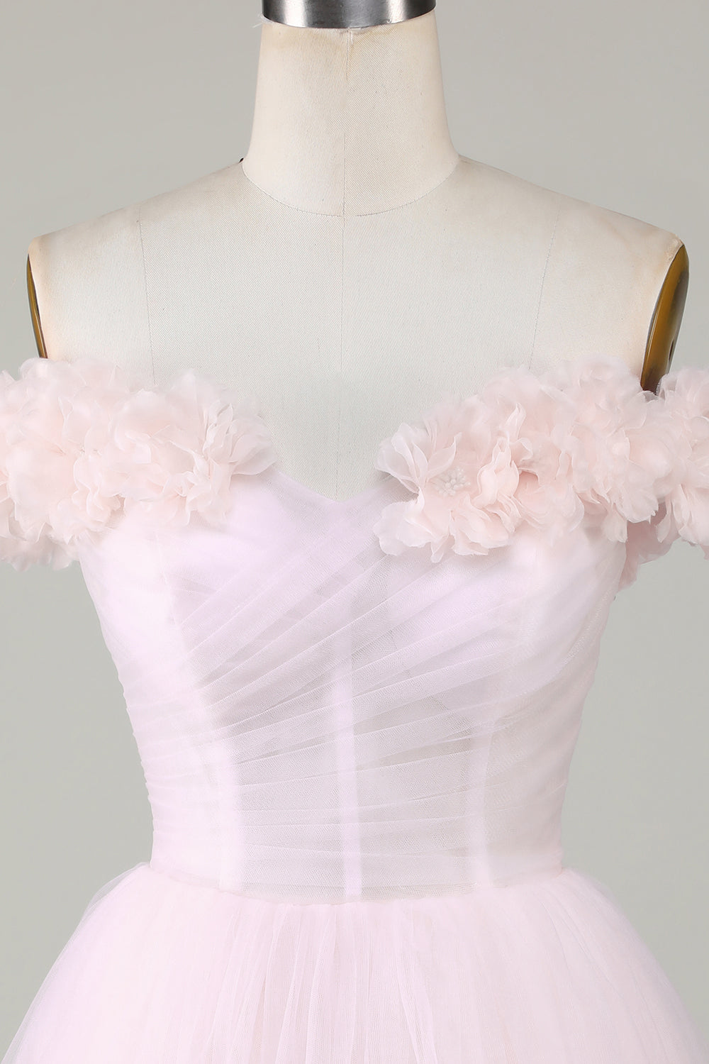Cute A Line Off the Shoulder Pink Short Homecoming Dress with Flowers Prom Cocktail Dresses