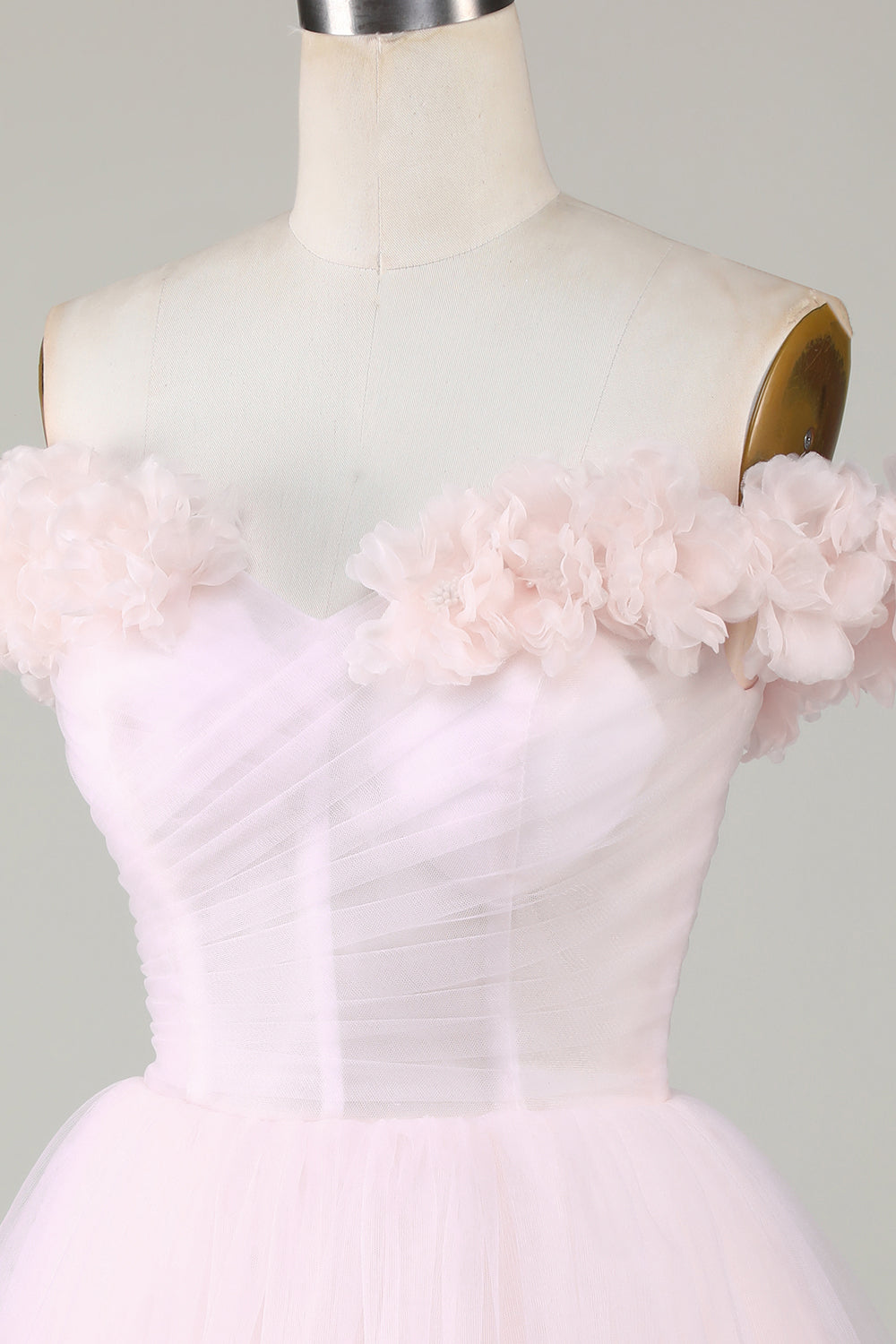 Cute A Line Off the Shoulder Pink Short Homecoming Dress with Flowers Prom Cocktail Dresses
