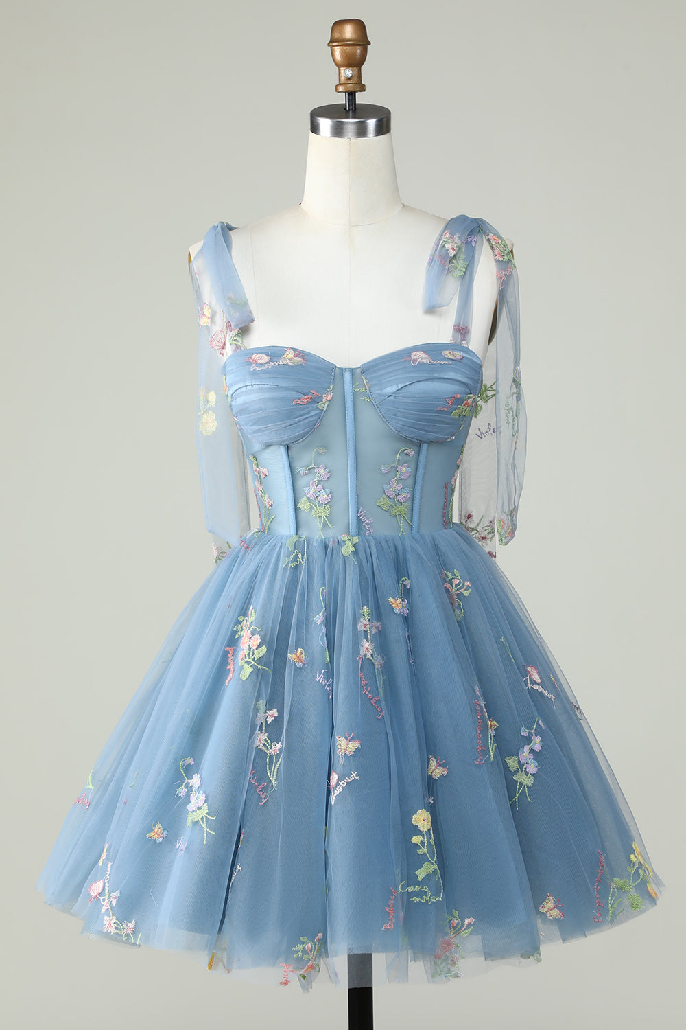 Green A-Line Corset Homecoming Dress with Embroidered Prom Cocktail Dresses