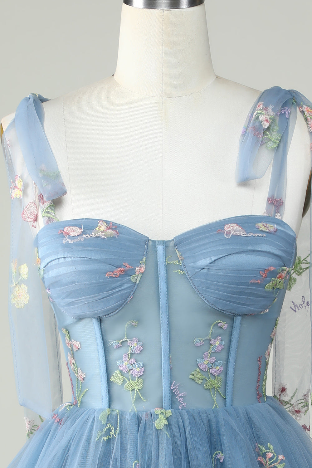 Green A-Line Corset Homecoming Dress with Embroidered Prom Cocktail Dresses