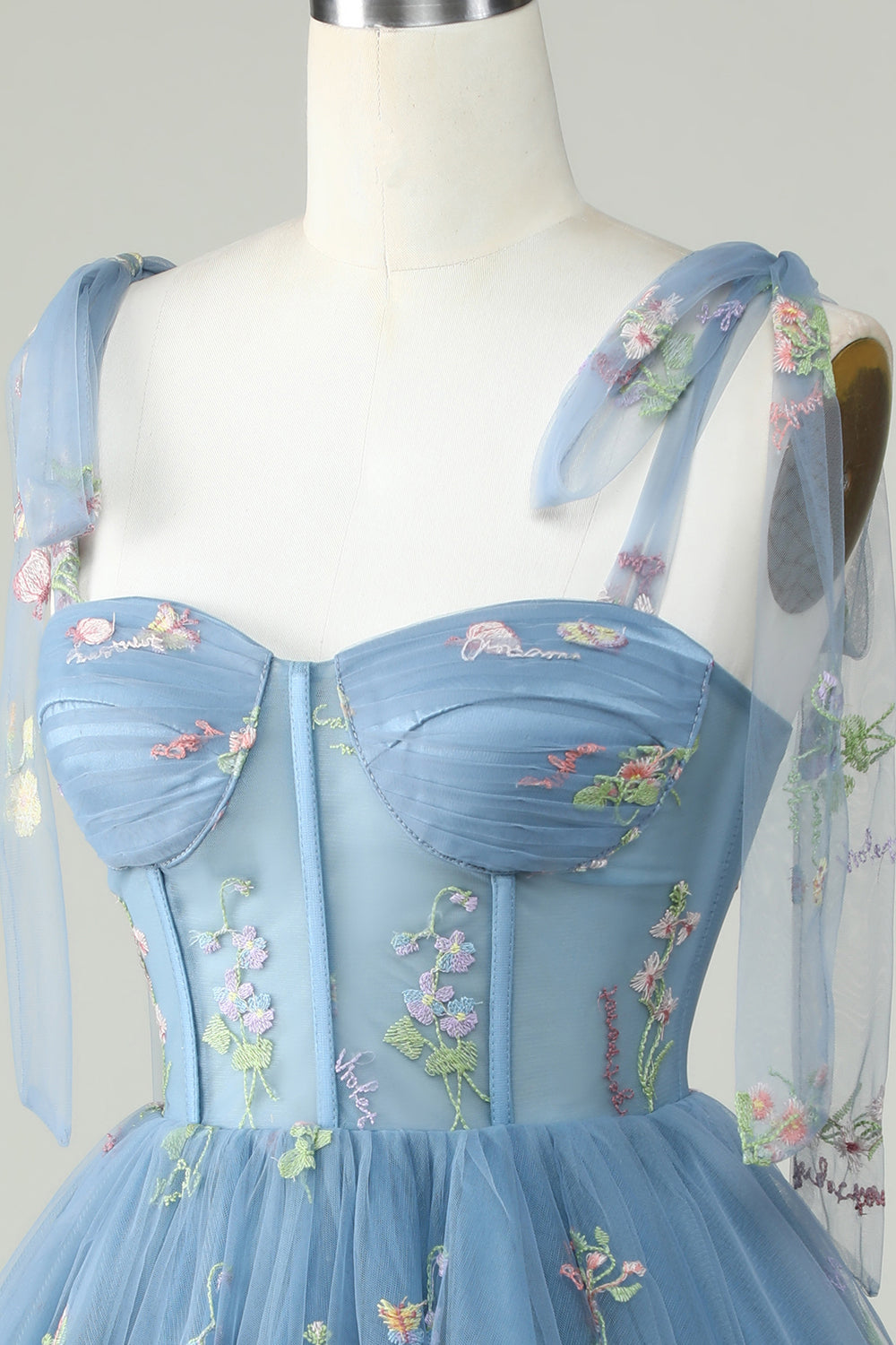 Green A-Line Corset Homecoming Dress with Embroidered Prom Cocktail Dresses