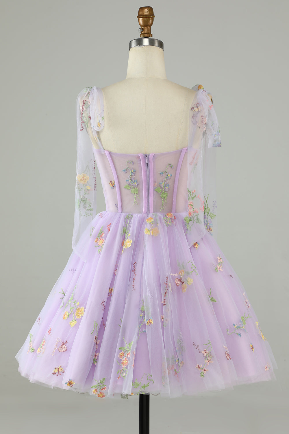 Blue A-Line Corset Homecoming Dress with Embroidered Prom Cocktail Dresses