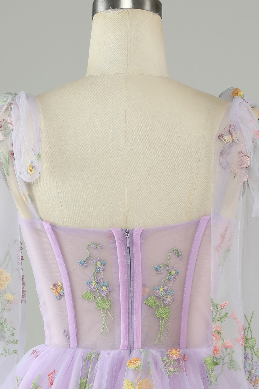 Blue A-Line Corset Homecoming Dress with Embroidered Prom Cocktail Dresses