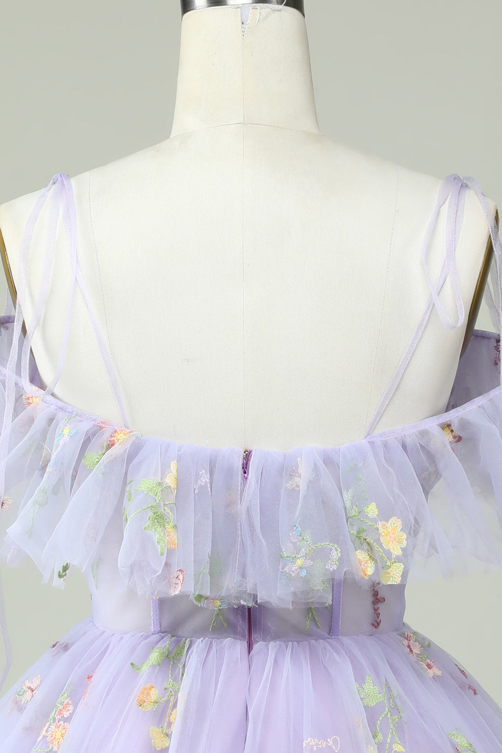 Off the Shoulder Lavender Embroidery Homecoming Dress with Ruffles Prom Cocktail Dresses