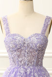 A Line Lilac Mini Corset Homecoming Dress with Appliques Prom Cocktail Dresses