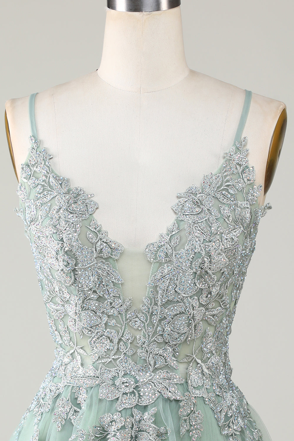 Stylish A Line Spaghetti Straps Green Short Homecoming Dress with Appliques Prom Cocktail Dresses