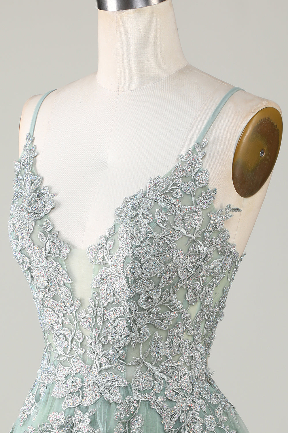 Stylish A Line Spaghetti Straps Green Short Homecoming Dress with Appliques Prom Cocktail Dresses