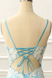 Blue Corset Tight Homecoming Dress with Appliques Prom Cocktail Dresses