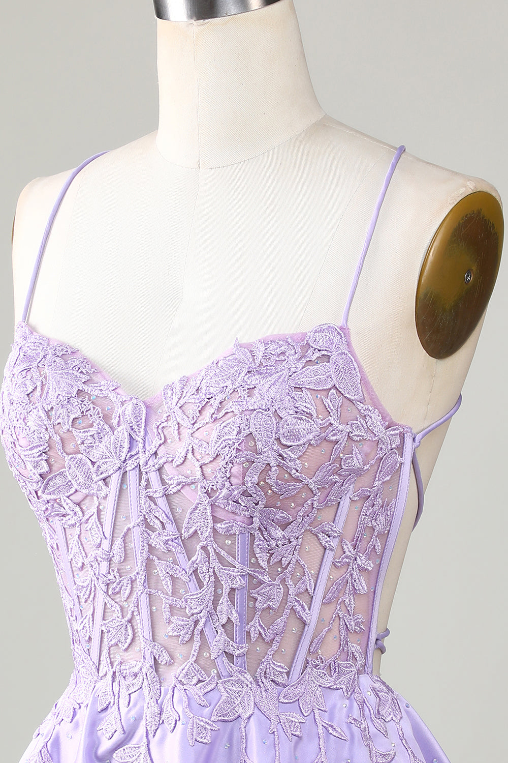 Purple Corset A-Line Satin Short Homecoming Dress with Lace Prom Cocktail Dresses