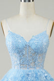 Sparkly Spaghetti Straps Sequins Purple Tiered Homecoming Dress Prom Cocktail Gowns