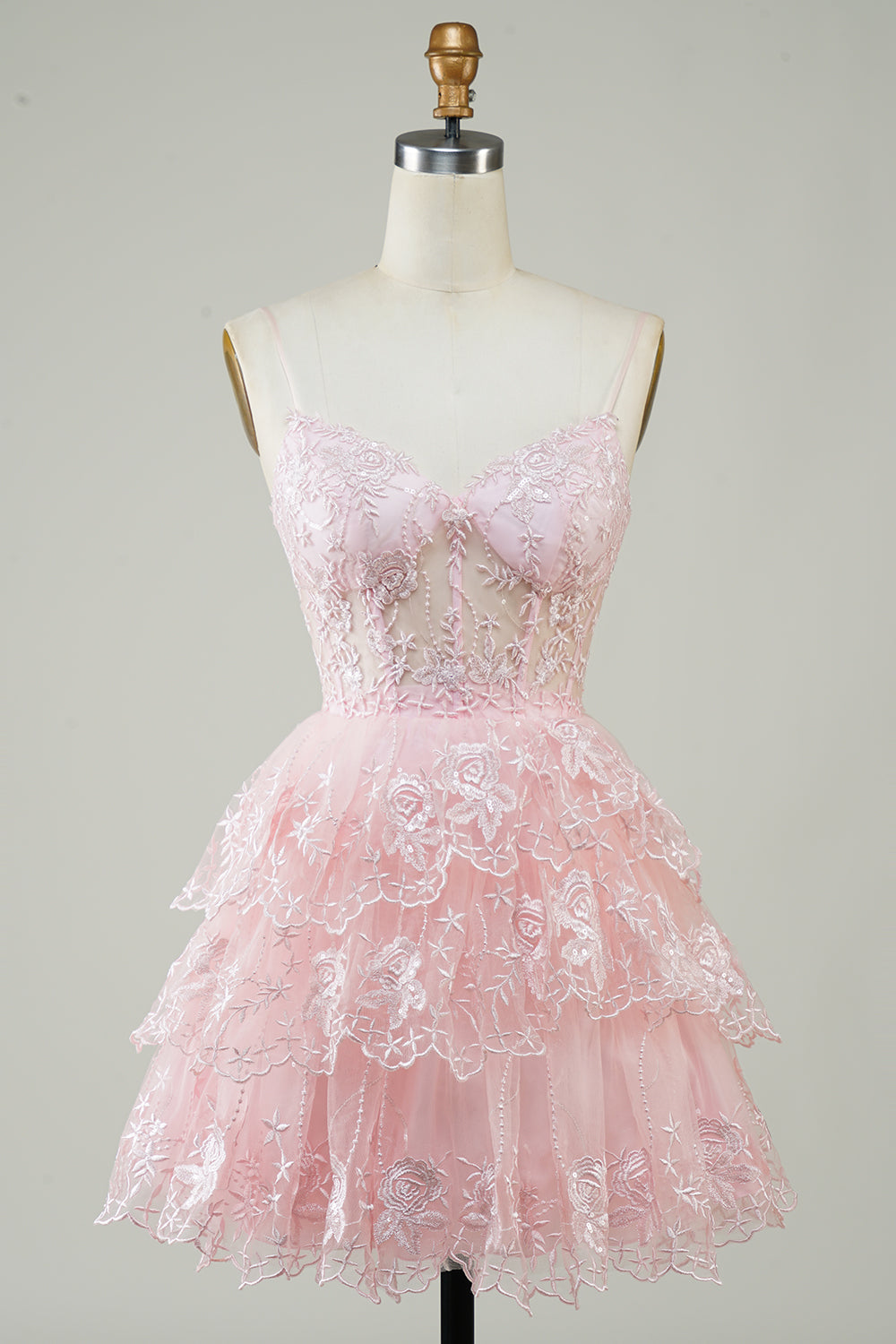 Sparkly Spaghetti Straps Sequins Purple Tiered Homecoming Dress Prom Cocktail Gowns