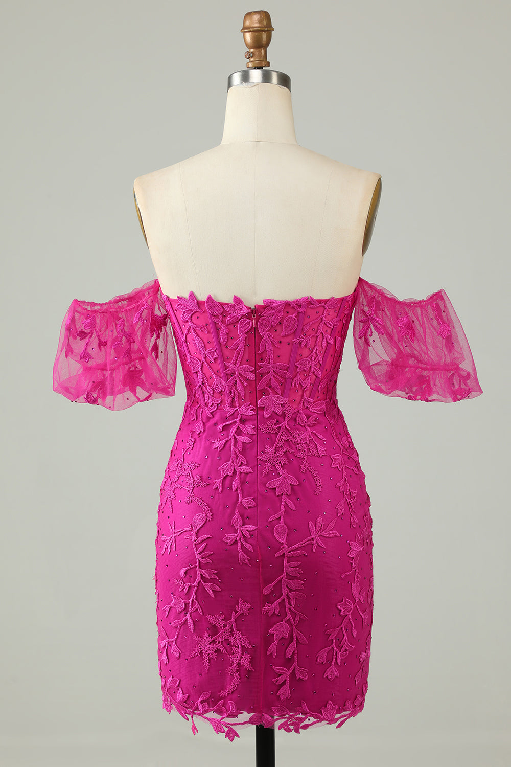 Hot Pink Tight Glitter Homecoming Dress with Appliques Prom Cocktail Dresses