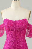 Hot Pink Tight Glitter Homecoming Dress with Appliques Prom Cocktail Dresses