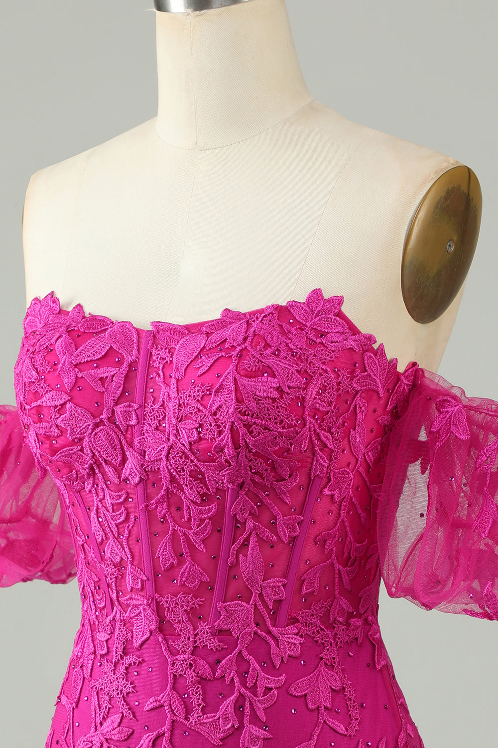 Hot Pink Tight Glitter Homecoming Dress with Appliques Prom Cocktail Dresses