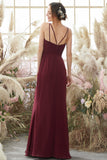 Burgundy Chiffon Bridesmaid Dress Floor Length Formal Evening Dresses