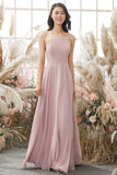 Dusty Pink Chiffon Junior Bridesmaid Dress Formal Evening Dresses