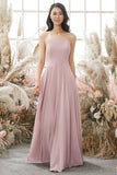 Dusty Pink Chiffon Junior Bridesmaid Dress Formal Evening Dresses