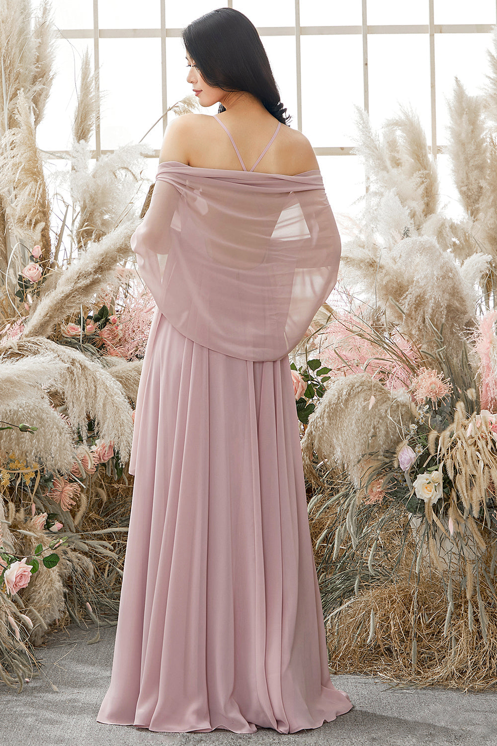 Dusty Pink Chiffon Junior Bridesmaid Dress Formal Evening Dresses