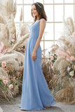 V-Ausschnitt Chiffon Brautjungfernkleid Formelle Abendkleider Bodenlang