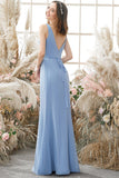V-Ausschnitt Chiffon Brautjungfernkleid Formelle Abendkleider Bodenlang