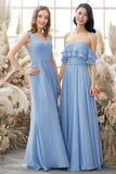 V-Ausschnitt Chiffon Brautjungfernkleid Formelle Abendkleider Bodenlang