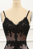Spaghetti Straps Black Mermaid Prom Dress with Lace Formal Evening Dresses gowns