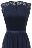 Navy Lace Formal Party Dress