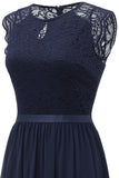 Navy Lace Formal Party Dress