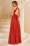 Sky Blue Long Chiffon Bridesmaid Dress with Slit Formal Evening Prom Dresses