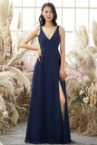 V-Ausschnitt Chiffon Brautjungfernkleid Formelle Abendkleider Bodenlang