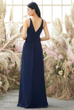 V-Ausschnitt Chiffon Brautjungfernkleid Formelle Abendkleider Bodenlang
