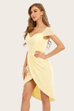 Yellow Bodycon Junior Bridesmaid Dress with Pleats Formal Evening Gowns Cocktail Dresses